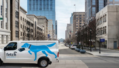 Delivery van belonging to Austin startup Fetch