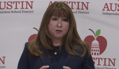 Austin ISD Superintendent Stephanie Elizalde speaks at a press conference about the budget deficit, AISD headquarters